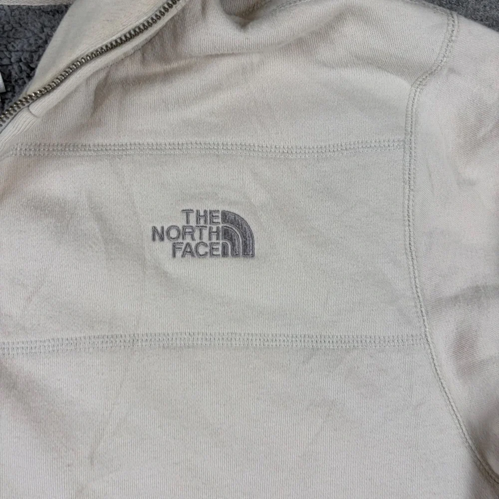 The North Face Full Zip Hoodie Mens XXL Cream Sherpa Lined Heavyweight Jacket‎